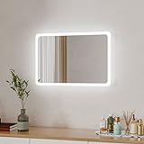 Boromal LED Badezimmerspiegel 40x60cm Wandschalter Badspiegel mit Beleuchtung Vertikal/Horizontal Badezimmer…
