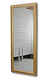 elbmöbel 150 x 60cm Wandspiegel groß in Gold mit schlichtem Holz-Rahmen Spiegel Standspiegel