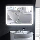 HUOLE LED Badspiegel mit Beleuchtung Rechteckig Modern Badezimmer Wandspiegel Antibeschlage Lichtspiegel…