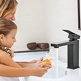 Harnart Wasserhahn Bad Schwarz, Aufgerüstet Wasserfall Waschtischarmatur für Badezimmer, Einhandmischer…