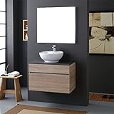 KIAMAMI VALENTINA Wandhängendes Badezimmermöbel, 80 cm, anthrazitfarbene Oberfläche mit Aufsatzwaschbecken…
