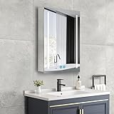WisHomee Spiegelschrank Bad mit Beleuchtung 50 x 70 cm Breit, Edelstahl Badezimmer-Spiegelschrank mit…