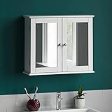 Bath Vida Milano Badezimmer-Spiegelschrank mit 2 Türen, Aufbewahrungsschrank, Wandmontage, weiß