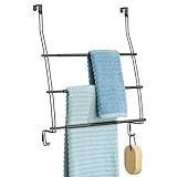 mDesign Handtuchhalter für das Badezimmer – Handtuchhalter ausziehbar mit 3 Handtuchstangen und Haken…