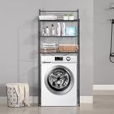 MALLBOO Waschmaschinenrega ohne Bohren 3 Ebenen Badezimmerregal, Edelstahl Toilettenregal,Platzsparender…