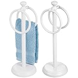 mDesign Handtuchhalter für den Waschtisch – freistehender Handtuchständer mit 2 Ringen für kleine Gästehandtücher…