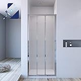 AQUABATOS® 100 x 195 cm Duschtür Nische 3 teilige Schiebetür Dusche ohne Seitenteil Dreiteilige Gleittür…