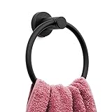Marmolux Handtuchring Matt Schwarz - Moderner Handtuchring für Badezimmerwand - Edelstahl SUS304 - Badezimmer…