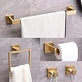 Ntipox 5-teiliges Badezimmer-Zubehör-Set, Edelstahl, gebürstet, goldfarben, inklusive Handtuchhalter-Set,…