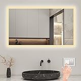 Biubiubath 120x70cm LED Badspiegel mit Wandschalter/Touchschalter,Badspiegel mit Beleuchtung,Beschlagfrei,Badezimmerspiegel…