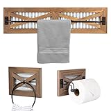 Crutello Rustikales Handtuchhalter-Set mit Handtuchring für Badezimmer, Wandmontage, Badezimmer-Regale,…