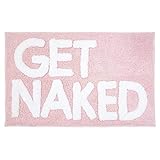 Inshere Get Naked Badematte, niedliche Badteppiche mit weißen Buchstaben, lustige rosa Badematte für…