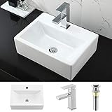 Combo-WMXQX Rechteckiges Waschbecken und Wasserhahn, 40.6x30.5 cm oberhalb der Theke, Badezimmer-Waschbecken,…