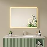S'AFIELINA Badspiegel LED 80x60cm Badezimmerspiegel mit Beleuchtung Badspiegel mit Touch Schalter, 3…