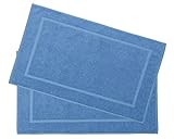 ZOLLNER 2er Set Badematten in 50x80 cm - besonders saugstarke und weiche Badvorleger in blau - mit Tiefgangstreifen…