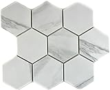Mosaik Fliese Keramik weiß Hexagon Carrara für WAND BAD WC DUSCHE KÜCHE FLIESENSPIEGEL THEKENVERKLEIDUNG…