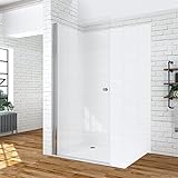 Walk-in-Dusche mit Tür 95 cm Duschabtrennung Drehtür 1 teilig pendelbar Duschwand Glas Begehbare Dusche…