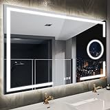 STARLEAD Badezimmer-Spiegel-mit-Beleuchtung 120x70cm, Badezimmerspiegel mit Touch Schalter und Entfoggen,…