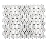 Diflart Carrara Weiß Carrera Hexagon Marmor Mosaik Fliese 1 Zoll Matt Küche Bad Wand Bodenfliese 5 Blatt