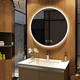 Meykoers Badezimmerspiegel mit Beleuchtung Rund 80cm Acryl badspiegel Neutral Licht Wandspiegel mit…