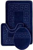 3 Piece Bath Rug Set Pattern Bathroom Rug (20x32)/large Contour Mat (20x20) with Lid Cover (Navy) by…