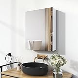 EMKE Spiegelschrank Bad, Badezimmer Spiegelschrank mit Spiegel, 50x65cm Badschrank Wandschrank mit höhenverstellbaren…
