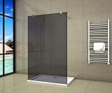 Aica Sanitär Freistehende Duschwand Walk In Dusche 117cm Duschabtrennung 10mm NANO Graues Glas Duschtrennwand…