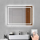 Xinyang LED Badspiegel Badezimmerspiegel 50x70 mit Beleuchtung Lichtspiegel Wandspiegel durch Wand-Schalter beschlagfrei IP44 energiesparend Kaltweiß