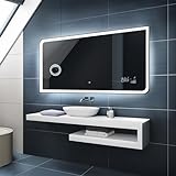 Badspiegel 120x70cm mit LED Beleuchtung - Wählen Sie Zubehör - Individuell Nach Maß - Beleuchtet Wandspiegel…