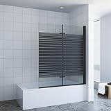 Duschabtrennung Badewanne ohne bohren schwarz Streifen 120 x 140 cm Badewannenaufsatz 2 Teilig faltbar…