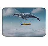 A.Monamour Badematten Badteppiche Badvorleger Blaue Wal Nimmt Menschen In Einem Luftschiff Im Himmel…