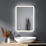 HY-RWML Badspiegel Beleuchtung 3 Lichtfarbe LED Spiegel Wandspiegel Badezimmerspiegel Rechteckiger Beschlagfrei…