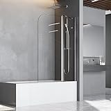 Duschwand für Badewanne Faltbar 90 x 140 cm mit Stabilisator Faltbar mit 6mm Sicherheitsglas NANO Beschichtung…