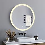 BD-Baode Runder LED Spiegel Wandspiegel 60x60cm Badspiegel mit Beleuchtung 3 Arten von Licht Badspiegel…