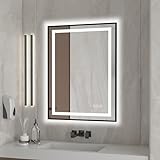 furduzz Badezimmerspiegel mit Beleuchtung, 60x45 cm Badezimmerspiegel, wandmontierter Kosmetikspiegel…
