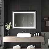 furduzz 800x600 mm LED beleuchteter Badezimmerspiegel, Wandmontage, Kosmetikspiegel mit Demister, 3-farbiges,…