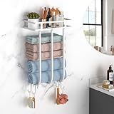 ZDDLOINP Handtuchhalter Bad mit 4 Haken, Handtuchhalter zur Aufbewahrung von Badetüchern, Handtuchhalter…