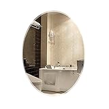 Bathroom mirror Badezimmerspiegel Rahmenlose Wandhalterung abgeschrägte ovale HD Schminkspiegel Schminktisch…