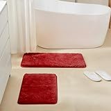 TECHMILLY Luxuriöse flauschige Badezimmerteppiche (Set mit 2 Stück), rutschfest, weich, saugfähig, Mikrofaser,…
