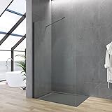 Walk-in Dusche schwarz 80x200cm Duschabtrennung Begehbare Duschwand Glas Bodengleich Glasduschwand Glastrennwand…