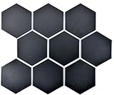 Mosaik Fliese Keramik Hexagon schwarz matt für BODEN WAND BAD WC DUSCHE KÜCHE FLIESENSPIEGEL THEKENVERKLEIDUNG…
