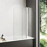 Meykoers Duschwand für Badewanne 100x140cm Duschabtrennung Badewanne 6mm Nano Easy Clean Glas, mit Stabilisator…