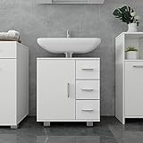 ML-Design Waschbeckenunterschrank Weiß 60x60,8x33cm Waschbecken Unterschrank mit Tür, 3 Schubladen,…