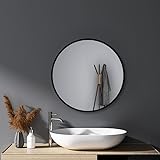 HY-RWML Wandspiegel Rund Schwarz 40cm Spiegel groß Badezimmerspiegel Badspiegel für Badezimmer Waschräume…