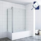 AQUABATOS® 120 x 75 cm Badewannenfaltwand mit Seitenwand Badewannenaufsatz Duschabtrennung für Badewanne…