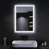 SONNI Badspiegel mit Beleuchtung 50x70 cm Beschlagfrei LED Badspiegel mit Touchschalter kaltweiß Badezimmerspiegel…