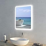 Meykoers Beleuchteter Badspiegel 45x60cm Badezimmerspiegel LED Wandspiegel mit Kaltweißes Licht Spiegel Energie sparen IP44.