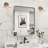 VANLIO Badezimmerspiegel, 40,6 x 50,8 cm, silberfarbener Badezimmerspiegel, gebürsteter Metallrahmen,…