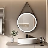 S'AFIELINA Badspiegel Rund mit Beleuchtung 60cm Durchmesser LED Badspiegel mit Touchschalter Dimmbar…