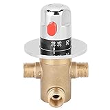 G1/2in Thermostat Messing Mischventil, 3-Wege-Wasserhahn Leichtes Verbrühschutz Messing Temperaturmischer…